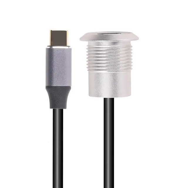 Alt view image 2 of 5 - USB USBC Type C Typec Female to Female F-F Panel Mount Extention Round Metal Adapter