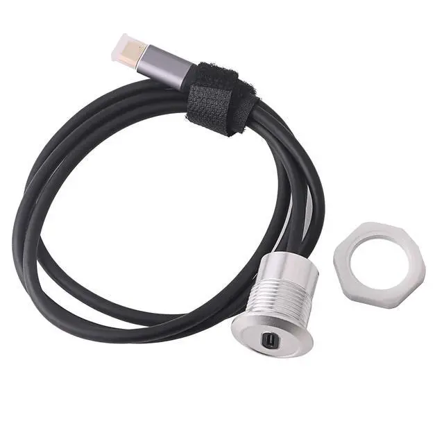 Alt view image 4 of 5 - USB USBC Type C Typec Female to Female F-F Panel Mount Extention Round Metal Adapter