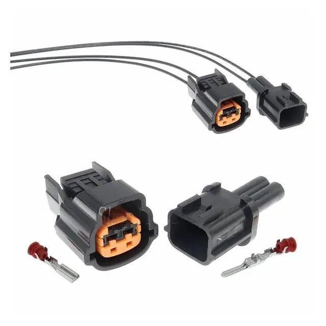 Alt view image 2 of 3 - 1 set 2-pin 6098-0137 Automotive Waterproof Connector Male or Female Speaker Wiring Connection Terminal Connector(Male 20cm wires)