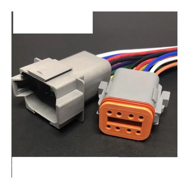 Alt view image 5 of 7 - Dt04-2p automobile harness waterproof connector2/3/4/6/8/12pin engineering vehicle male and female plug Deutsch wire length 15cm(12p strip line,1sets)