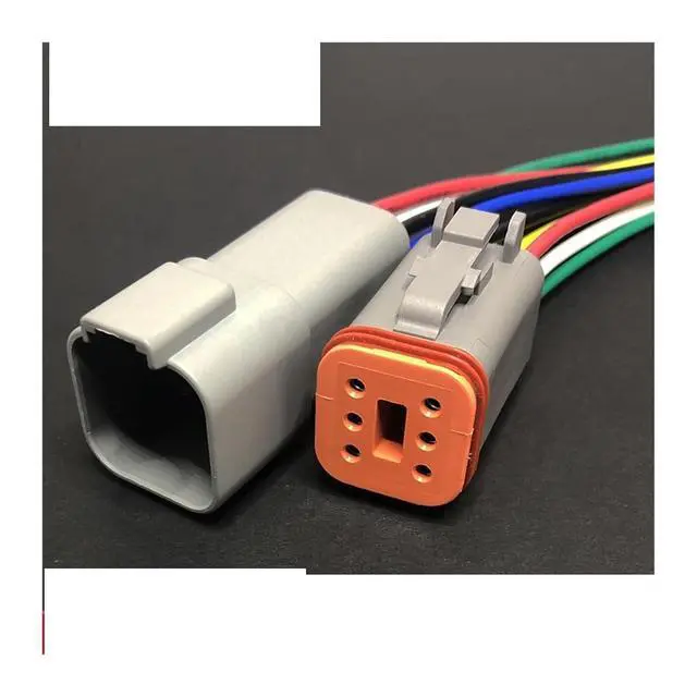 Alt view image 6 of 7 - Dt04-2p automobile harness waterproof connector2/3/4/6/8/12pin engineering vehicle male and female plug Deutsch wire length 15cm(12p strip line,1sets)