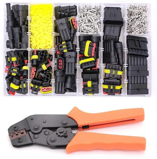 Main image of 708/1004pcs 1/2/3/4/5/6 pin HID sealed waterproof wire connector Compatible With car Electrical waterproof set 300V 12A Fast Delivery(1004pcs and pliers)