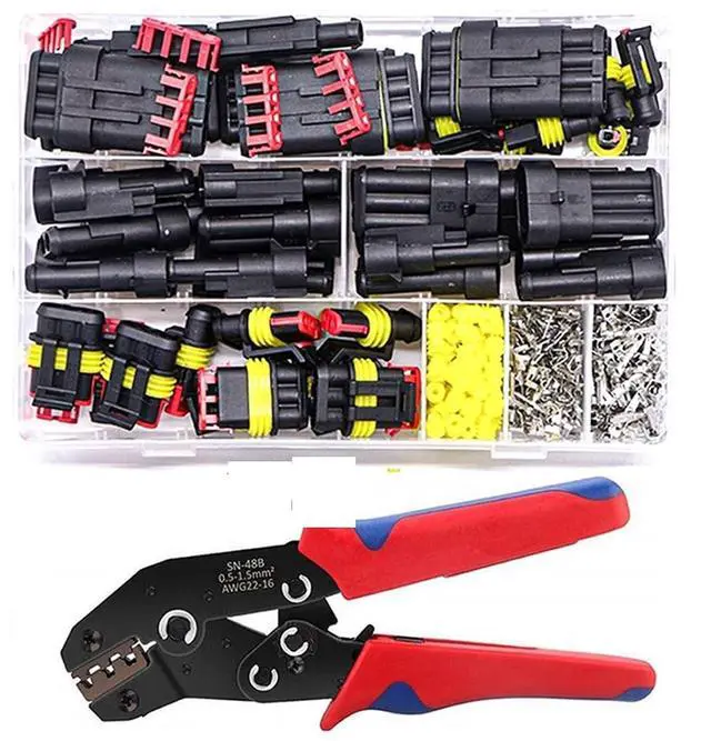 Main image of 352Pcs HID Waterproof Connectors 1/2/3/4 Pin 26sets Car Electrical Wire Connector Plug Truck Harness 300V 12A(325PCs pliers)