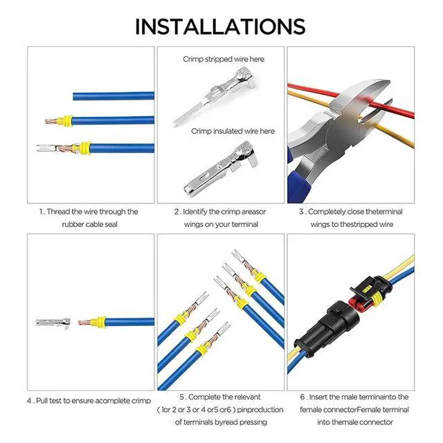 Alt view image 4 of 7 - 708/1004pcs 1/2/3/4/5/6 pin HID sealed waterproof wire connector Compatible With car Electrical waterproof set 300V 12A Fast Delivery(Pliers)