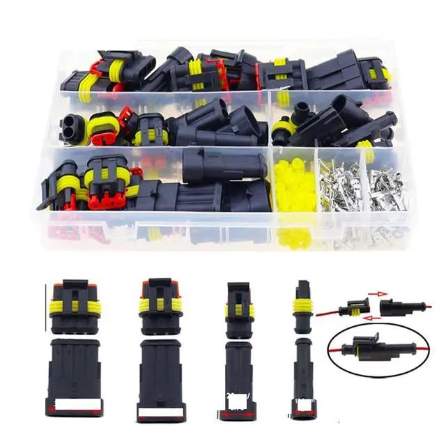 Alt view image 4 of 4 - 352Pcs HID Waterproof Connectors 1/2/3/4 Pin 26sets Car Electrical Wire Connector Plug Truck Harness 300V 12A(216PCS)