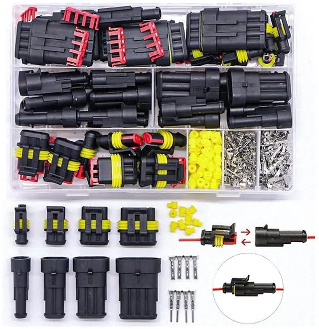 Main image of 240pcs Dropship HID Waterproof Connectors 1/2/3/4 Pin 26 Sets Car Electrical Wire Connector Plug Truck Harness 300V 12A(352pcs)