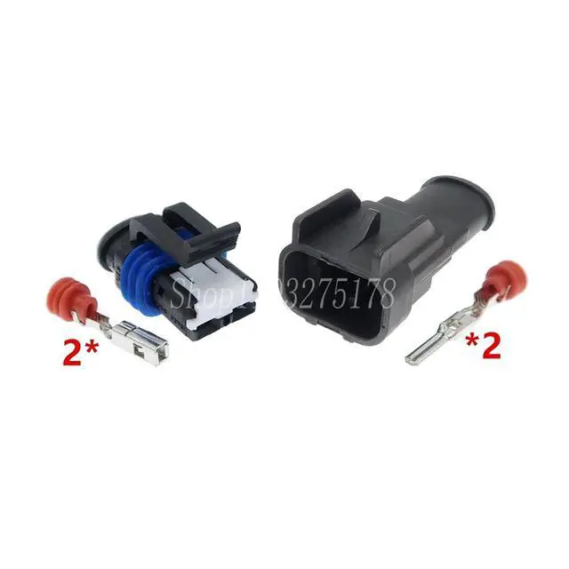Alt view image 3 of 3 - 1 set 2 pin male and female connector waterproof automotive electrical connector Terminal Connector(1 Set female)