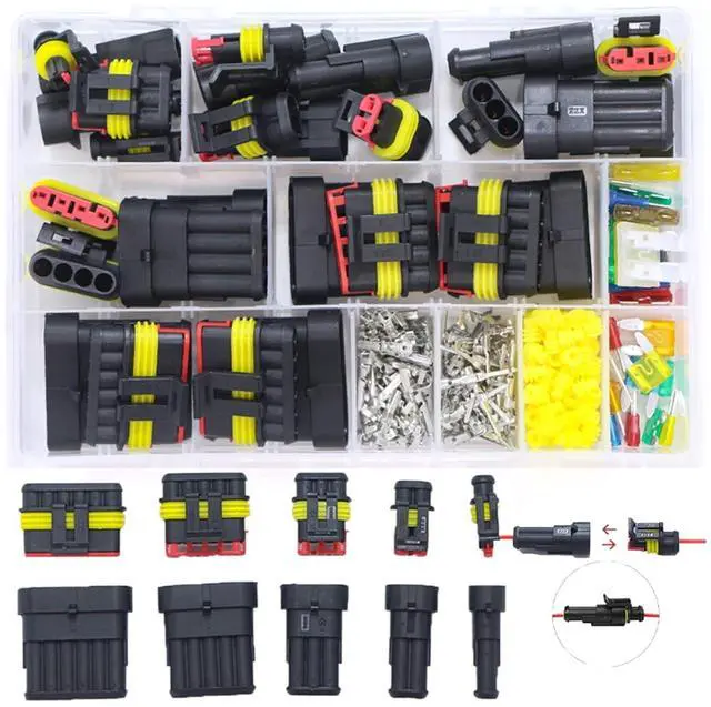 Main image of 240pcs Dropship HID Waterproof Connectors 1/2/3/4 Pin 26 Sets Car Electrical Wire Connector Plug Truck Harness 300V 12A(240pcs)