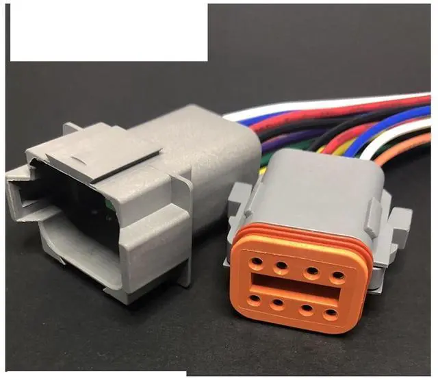 Main image of Dt04-2p automobile harness waterproof connector2/3/4/6/8/12pin engineering vehicle male and female plug Deutsch wire length 15cm(8p strip line,5sets)