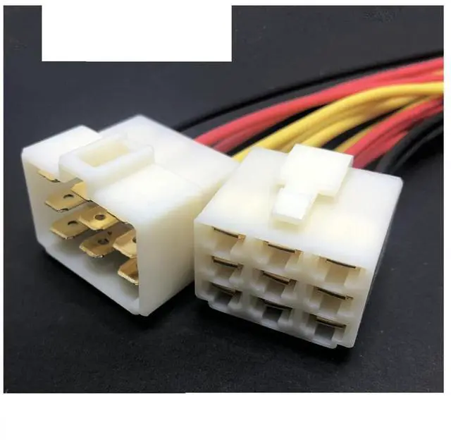 Main image of 6.3mm 2/3 / 4/6 / 8/9-pin motorcycle harness connector automobile wire male and female plug socket kit wire length 15cm(9p strip line,1sets)