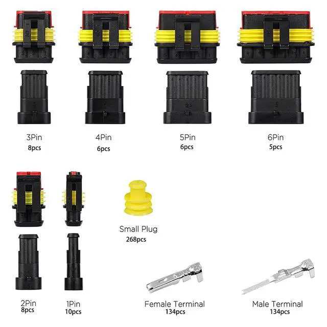 Alt view image 2 of 6 - 70 8pcs 1-6 Pins Hidden Waterproof Connectors 43 Sets Car Marine Seal Electrical Wire Connector Plug Truck Harness 30 0V 12A Kit(1004pcs)
