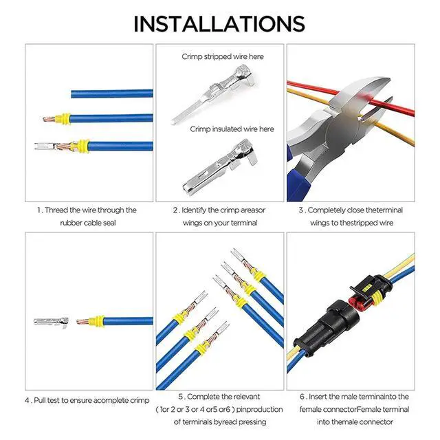 Alt view image 4 of 6 - 70 8pcs 1-6 Pins Hidden Waterproof Connectors 43 Sets Car Marine Seal Electrical Wire Connector Plug Truck Harness 30 0V 12A Kit(1004pcs)