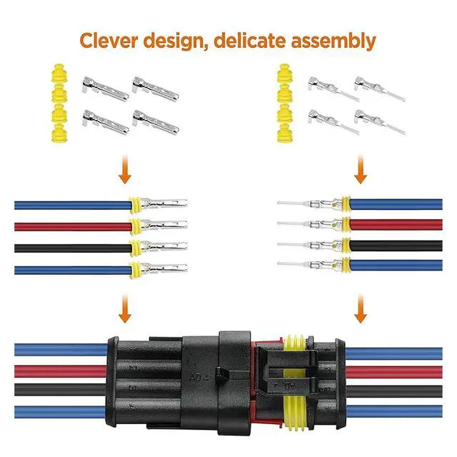 Alt view image 5 of 6 - 70 8pcs 1-6 Pins Hidden Waterproof Connectors 43 Sets Car Marine Seal Electrical Wire Connector Plug Truck Harness 30 0V 12A Kit(1004pcs)