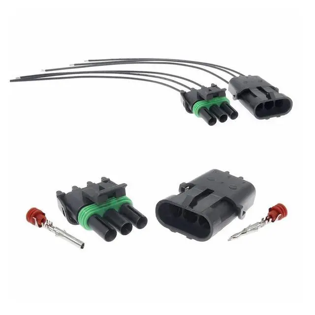Alt view image 2 of 3 - 1 Set 3 Pin 12015793 12010717 Automotive Sensor Wire Waterproof Male and Female Docking Cable Connector for Automotive TPS Terminal Connector(Female 20cm wires)