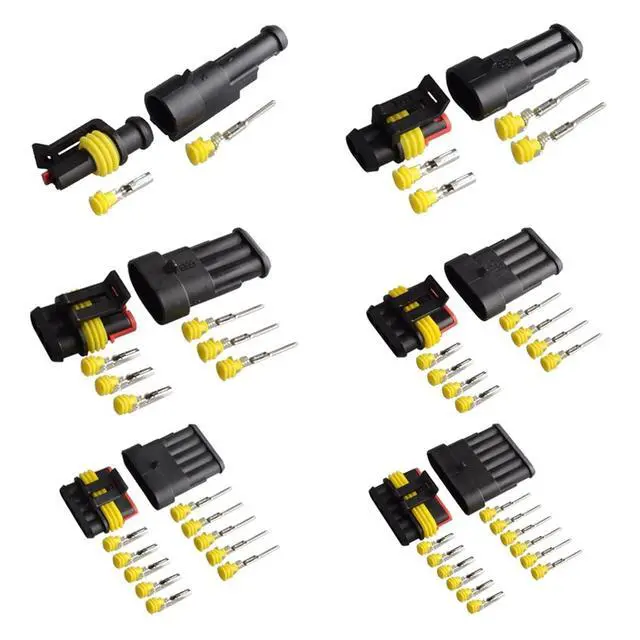 Alt view image 2 of 3 - 2-5sets Kit 2 Pin 1/2/3/4/5/6 Pins Way AMP Super seal Waterproof Electrical Wire Connectors Plug Compatible With car waterproof connector(5Pins,2Pcs)
