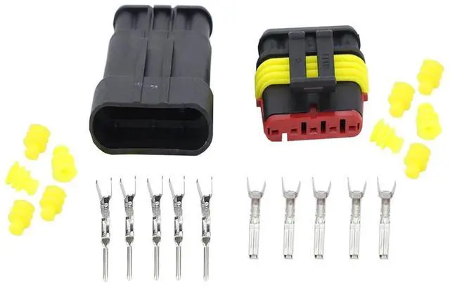 Main image of 2-5sets Kit 2 Pin 1/2/3/4/5/6 Pins Way AMP Super seal Waterproof Electrical Wire Connectors Plug Compatible With car waterproof connector(5Pins,2Pcs)