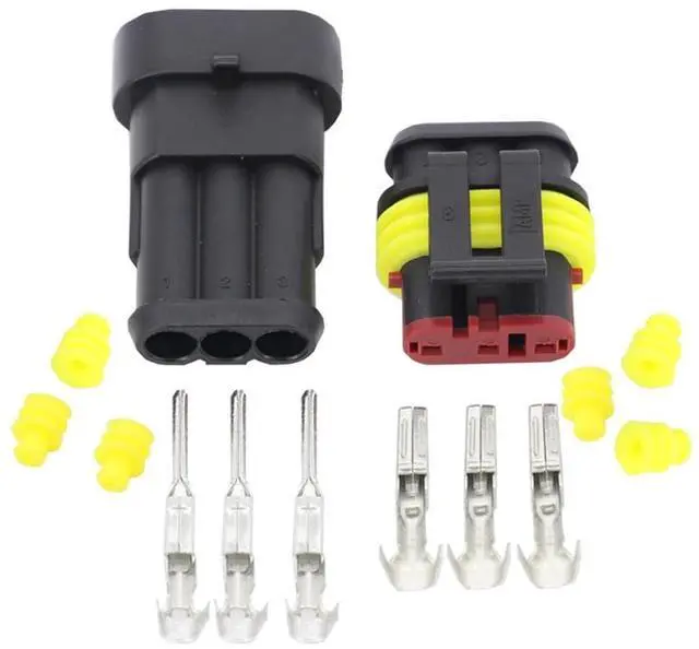Main image of 2-5sets Kit 2 Pin 1/2/3/4/5/6 Pins Way AMP Super seal Waterproof Electrical Wire Connectors Plug Compatible With car waterproof connector(3Pins,2Pcs)