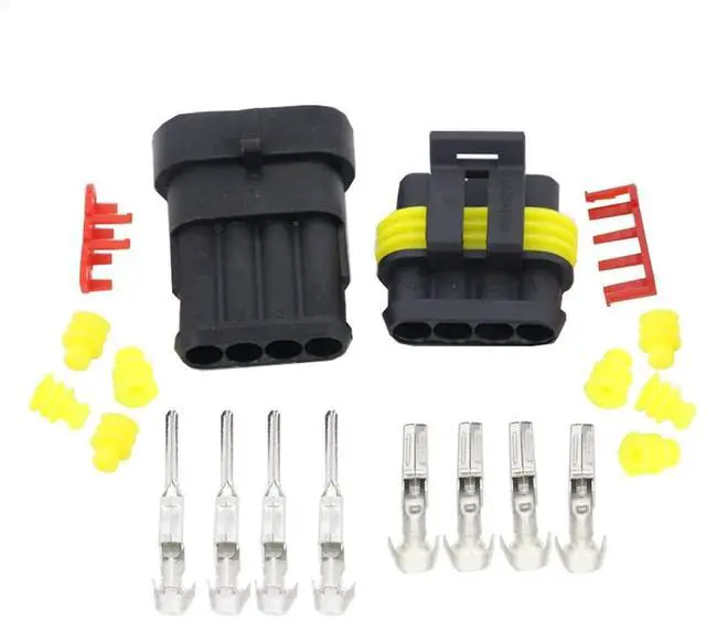 Main image of 2-5sets Kit 2 Pin 1/2/3/4/5/6 Pins Way AMP Super seal Waterproof Electrical Wire Connectors Plug Compatible With car waterproof connector(4Pins,5Pcs)