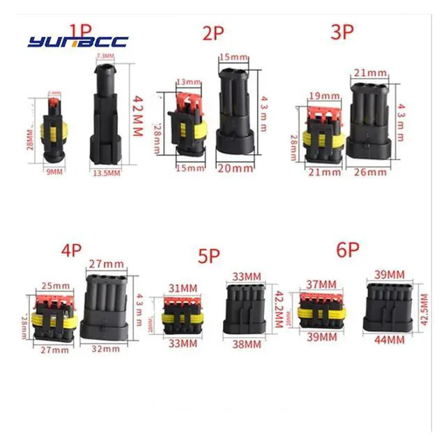 Alt view image 3 of 3 - 2-5sets Kit 2 Pin 1/2/3/4/5/6 Pins Way AMP Super seal Waterproof Electrical Wire Connectors Plug Compatible With car waterproof connector(4Pins,5Pcs)