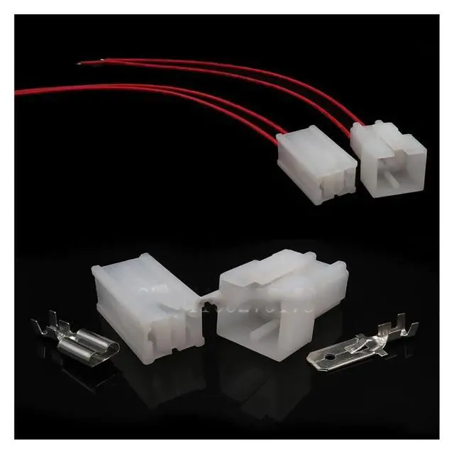 Alt view image 2 of 3 - 1 set 2-pin automotive connector female-male harness with terminal block connector(Male 20cm wires)