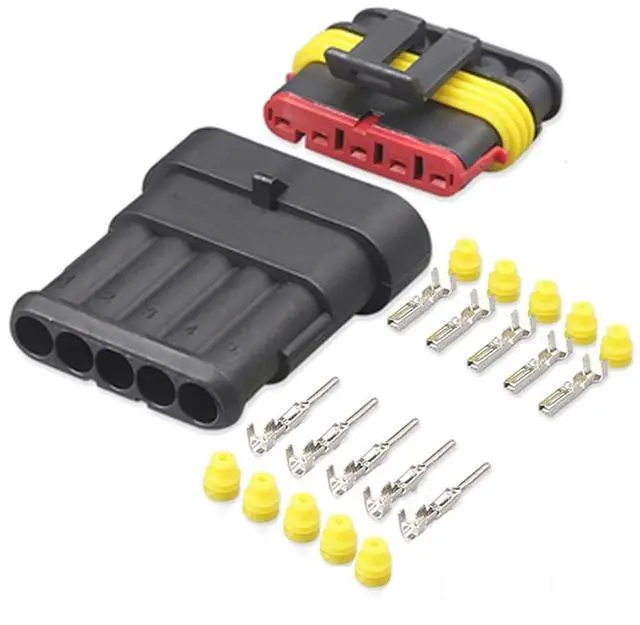 Main image of Dj7021-1.5 motorcycle harness connector 1/2/ 3/4/5/6-pin male and female waterproof socket hid automobile headlamp plug sheath(5p,1sets)