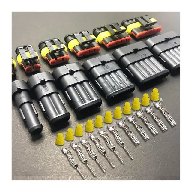 Alt view image 2 of 2 - Dj7021-1.5 motorcycle harness connector 1/2/ 3/4/5/6-pin male and female waterproof socket hid automobile headlamp plug sheath(2p,1sets)