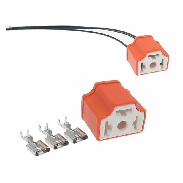 Alt view image 2 of 2 - 1 Set 3-Pin H4 Automotive Connector Car Bracket with 7.8mm Wire Automotive Wire Cable High Current Bulb Terminal Connector(Female 20cm wires)