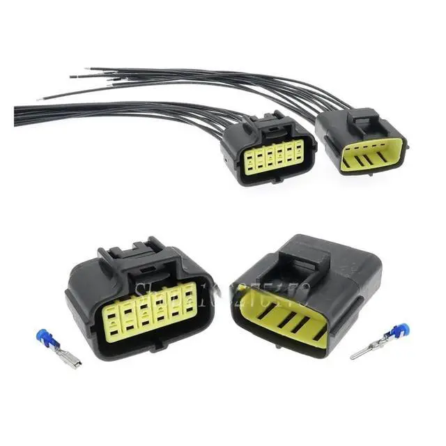 Alt view image 2 of 3 - 1 takm 12 Pin 174663-2 174661-2 otomotiv su geçirmez vites sensörü erkek kadn elektrik otomatik tel konektörü(Female 20cm wires)