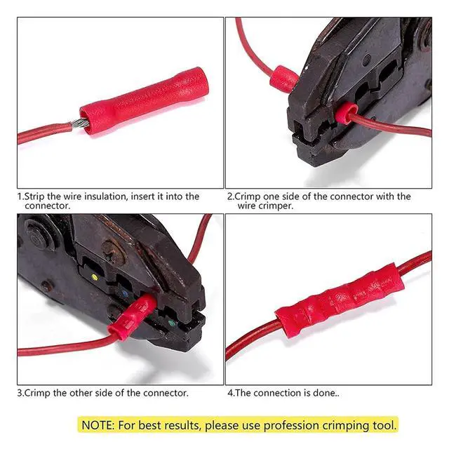 Alt view image 6 of 6 - 100 pieces of 10-22 AWG assorted insulated straight wire butt connectors voltage terminal connectors