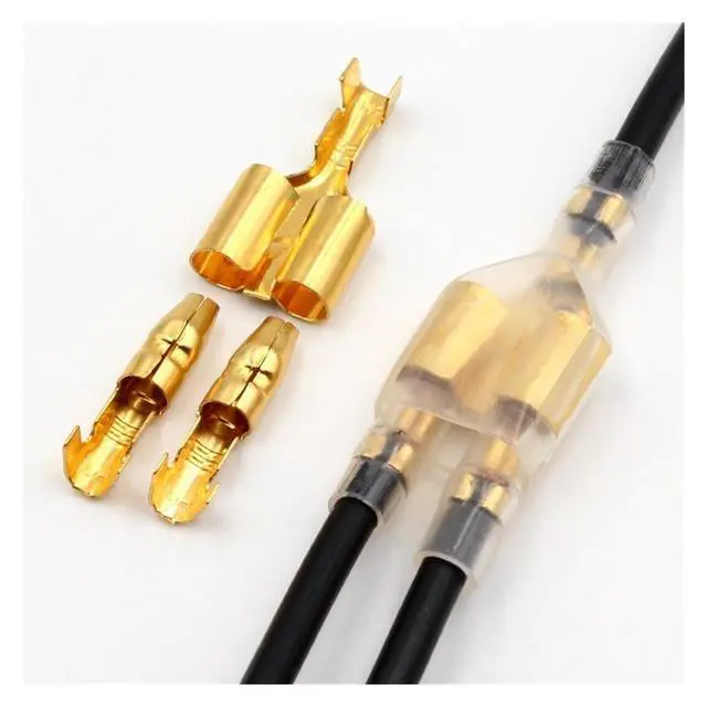 Alt view image 4 of 7 - 10/30/50Sets One Female And Two Male 4.0 Bullet Terminal Electrical Wire Connector Diameter Male Female 1:2 Transparent Sheath(2 pin,30 Pcs)