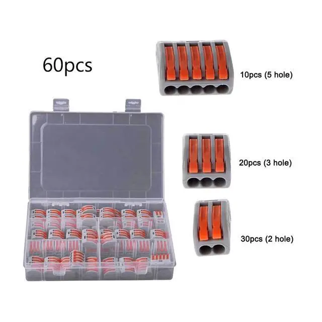 Alt view image 3 of 6 - 20/30/60pcs/Set Spring Lever Nut Terminal Blocks Reusable Electric Cable Connector Wire Home Tools of Insulating Solder(30pcs)
