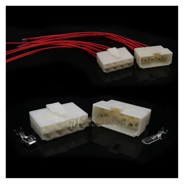 Alt view image 2 of 3 - 1 set of 8-pin 6.3 series cable plugs for motor vehicles with plastic housing for plug and socket(1 Set male)
