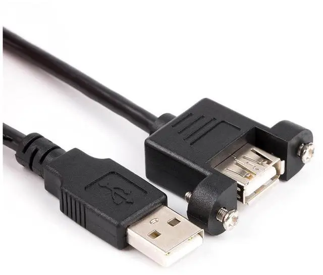Main image of USB 2.0 Extension Cable Male to Female with Screw Panel Mount Foil+Braided Shielded 30cm 50cm 1m 2m 3m 5m (Size : 0.5m)
