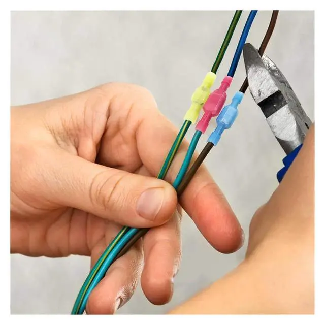 Alt view image 6 of 6 - 100pcs wire connector fully insulated male and female spade-shaped nylon quick disconnect electrical crimping cold press termina