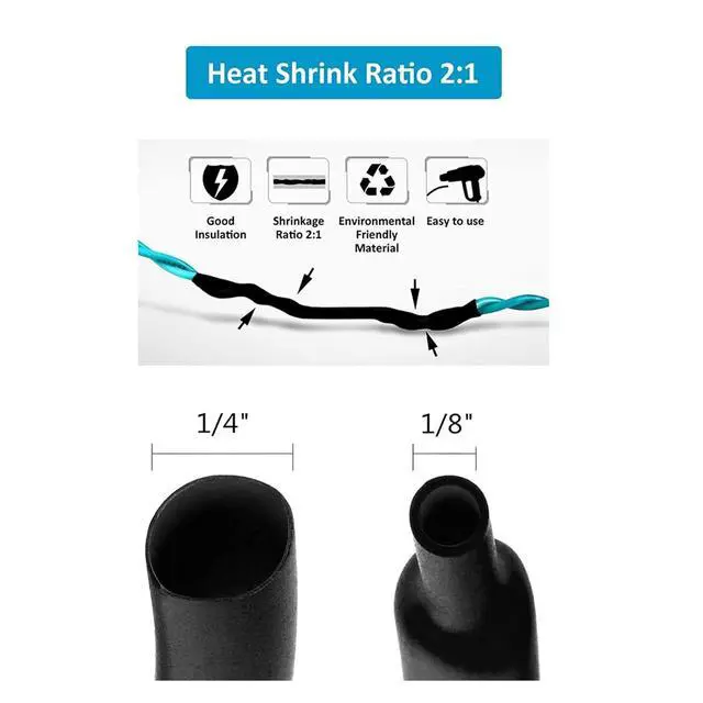 Alt view image 3 of 6 - 650pcs Flame Retardant Heat Shrinkable Tubing Wire Protective Sleeve Insulating Heat Shrinkable Tubing dark Heat Shrink Tubing
