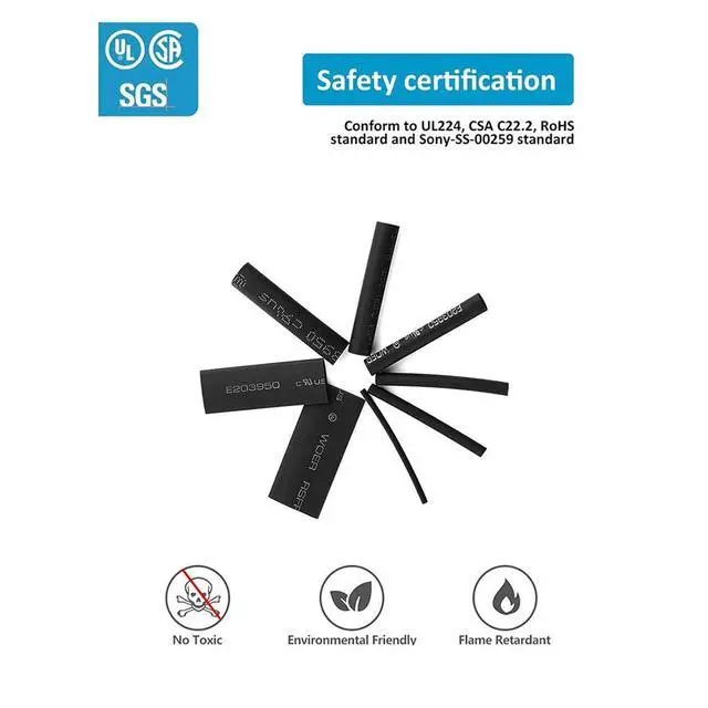 Alt view image 6 of 6 - 650pcs Flame Retardant Heat Shrinkable Tubing Wire Protective Sleeve Insulating Heat Shrinkable Tubing dark Heat Shrink Tubing