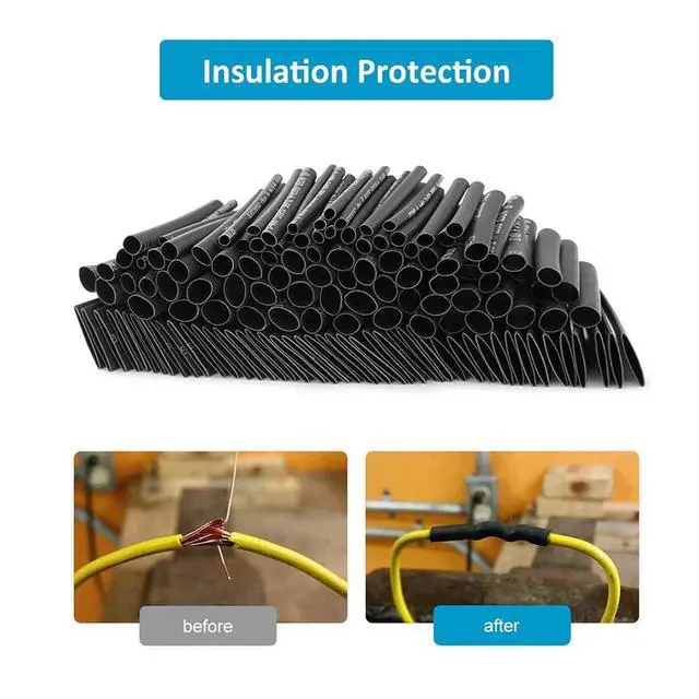 Alt view image 4 of 6 - 650pcs Flame Retardant Heat Shrinkable Tubing Wire Protective Sleeve Insulating Heat Shrinkable Tubing dark Heat Shrink Tubing