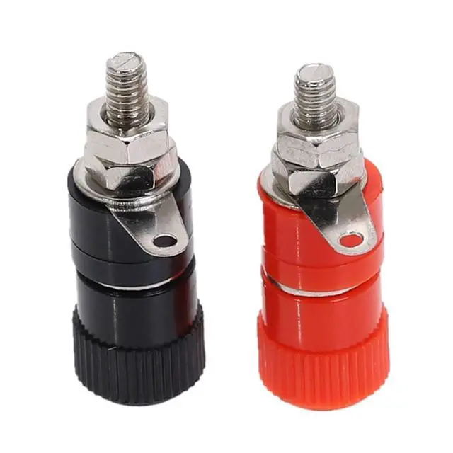 Alt view image 2 of 6 - 5Pcs 4mm Connector Terminals JS-999B Banana Plug Socket Professional Binding Post Nut Banana Plug Female Connector Nickel Plated(1Pair Rad. Blcak)