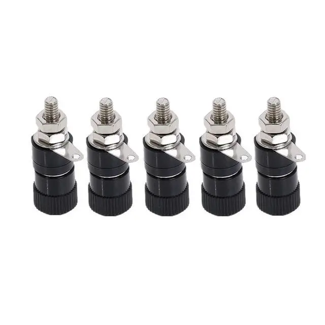 Alt view image 4 of 6 - 5Pcs 4mm Connector Terminals JS-999B Banana Plug Socket Professional Binding Post Nut Banana Plug Female Connector Nickel Plated(1Pair Rad. Blcak)
