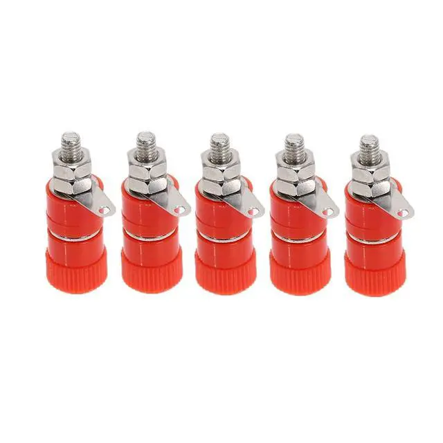 Alt view image 3 of 6 - 5Pcs 4mm Connector Terminals JS-999B Banana Plug Socket Professional Binding Post Nut Banana Plug Female Connector Nickel Plated(1Pair Rad. Blcak)