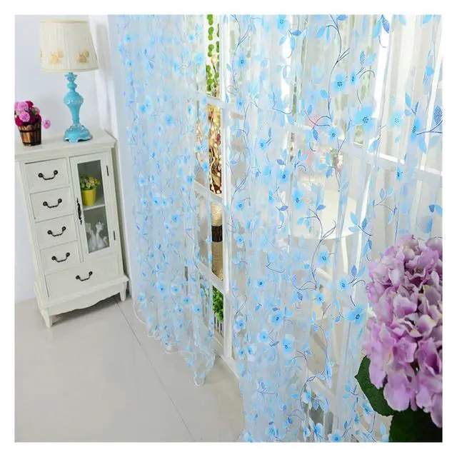 Alt view image 2 of 6 - Curtains Tulle Window Curtain Compatible with Living Room Bedroom Kitchen Slot Top Plain Floral Compatible with Door Screen Windows (Color : Beige 100x200cm)