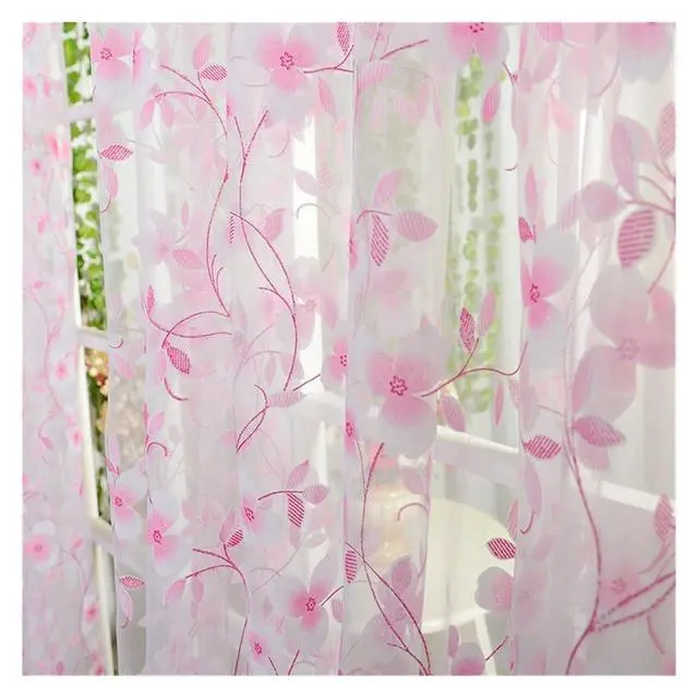 Alt view image 4 of 6 - Curtains Tulle Window Curtain Compatible with Living Room Bedroom Kitchen Slot Top Plain Floral Compatible with Door Screen Windows (Color : Beige 100x200cm)
