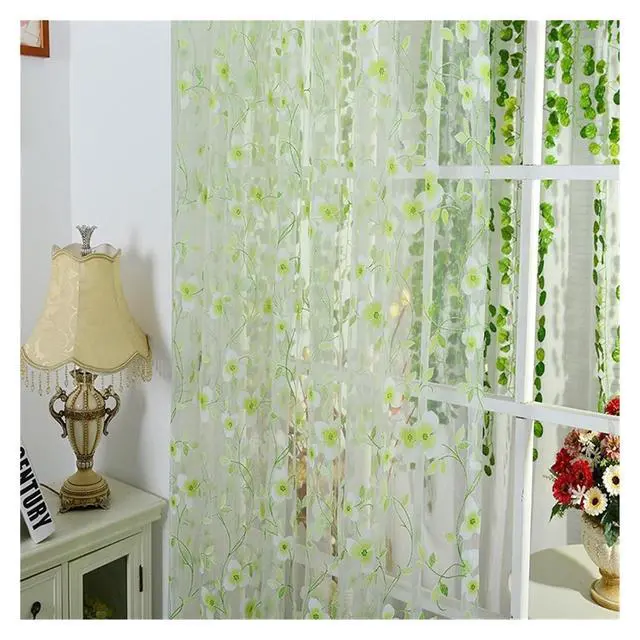 Alt view image 5 of 6 - Curtains Tulle Window Curtain Compatible with Living Room Bedroom Kitchen Slot Top Plain Floral Compatible with Door Screen Windows (Color : Beige 100x200cm)
