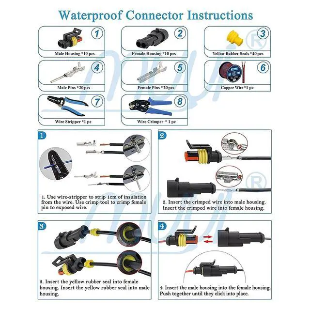 Alt view image 6 of 6 - 5 Kit bag 1 pin/2 pin/3 pin/4 pin/5 pin/6 pin waterproof electrical connector 1.5 mm series terminal waterproof(5P)