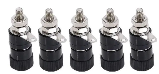 Alt view image 4 of 6 - 5Pcs 4mm Connector Terminals JS-999B Banana Plug Socket Professional Binding Post Nut Banana Plug Female Connector Nickel Plated(5Pair Rad. Blcak)