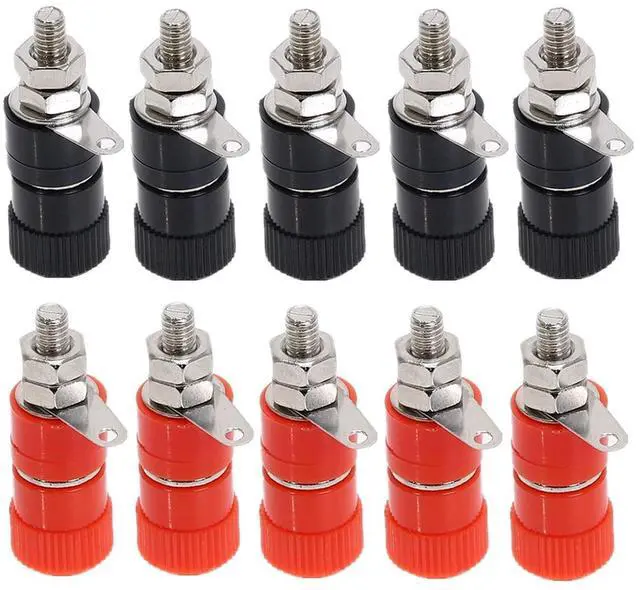 Main image of 5Pcs 4mm Connector Terminals JS-999B Banana Plug Socket Professional Binding Post Nut Banana Plug Female Connector Nickel Plated(5Pair Rad. Blcak)