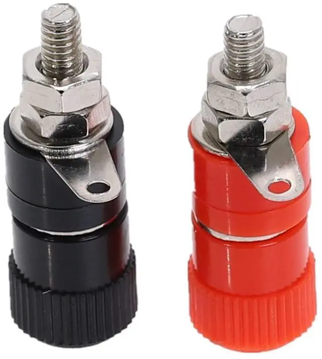 Alt view image 2 of 6 - 5Pcs 4mm Connector Terminals JS-999B Banana Plug Socket Professional Binding Post Nut Banana Plug Female Connector Nickel Plated(5Pair Rad. Blcak)