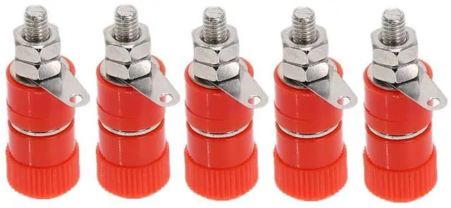 Alt view image 3 of 6 - 5Pcs 4mm Connector Terminals JS-999B Banana Plug Socket Professional Binding Post Nut Banana Plug Female Connector Nickel Plated(5Pair Rad. Blcak)