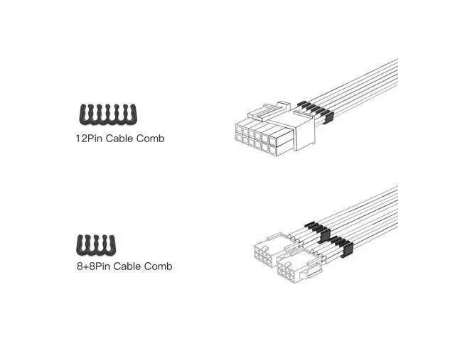 Alt view image 4 of 6 - 12PIN transfer 2×8PIN Extension Cable Power Supply Sleeved Synchronized PSU Extension Kit Black