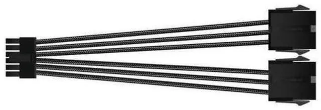 Main image of 12PIN transfer 2×8PIN Extension Cable Power Supply Sleeved Synchronized PSU Extension Kit Black